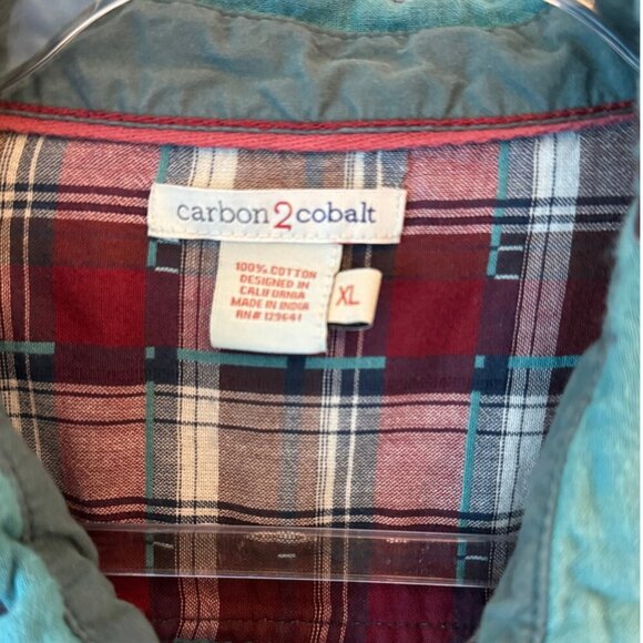 Carbon2Cobalt Teal Blue Button Down Shirt XL Men’s Casual Cotton Long Sleeve - Picture 4 of 6